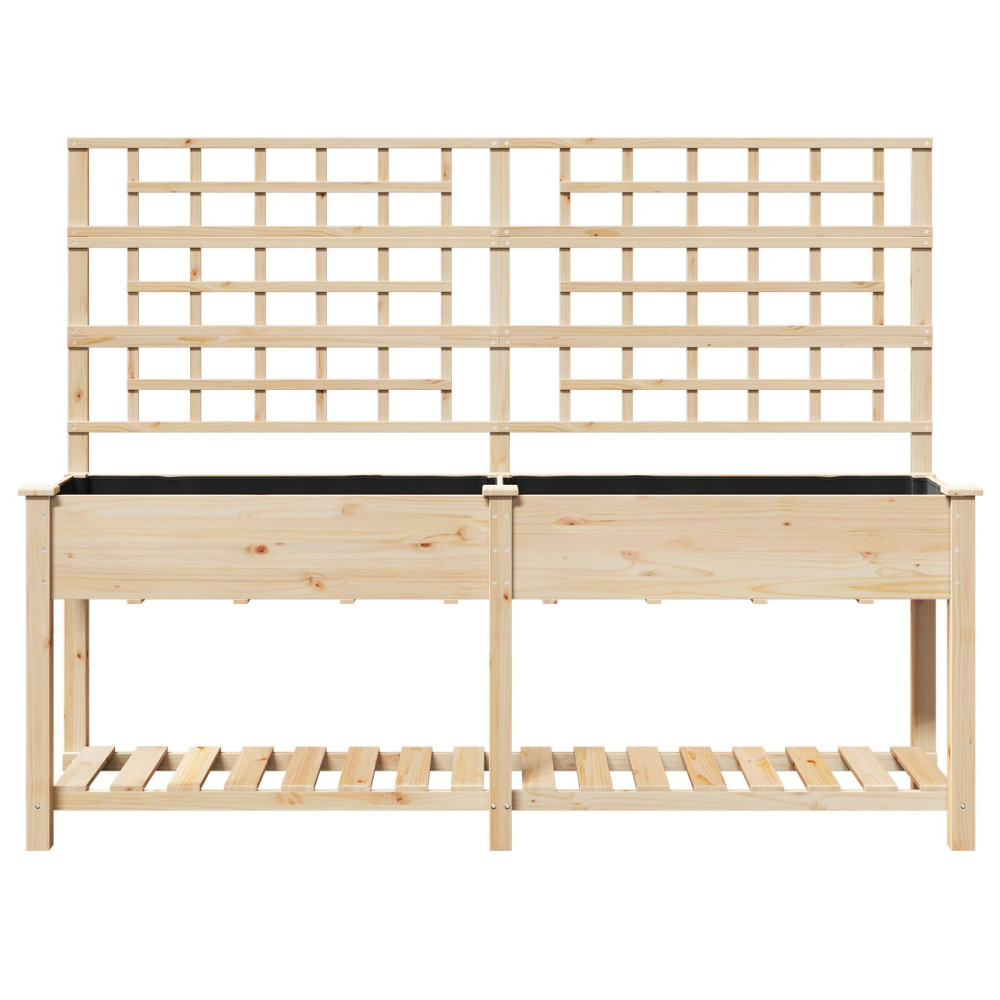 Produktbild för Trädgårdsplanterare Beige 203,5 x 54 x 152,5 cm Massivt Furu