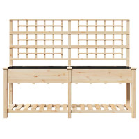 Produktbild för Trädgårdsplanterare Beige 203,5 x 54 x 152,5 cm Massivt Furu
