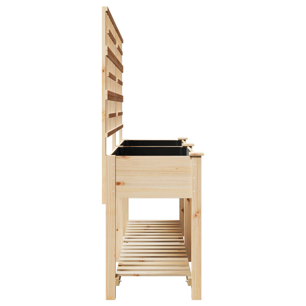 Produktbild för Trädgårdsplanterare Beige 203,5 x 54 x 152,5 cm Massivt Furu