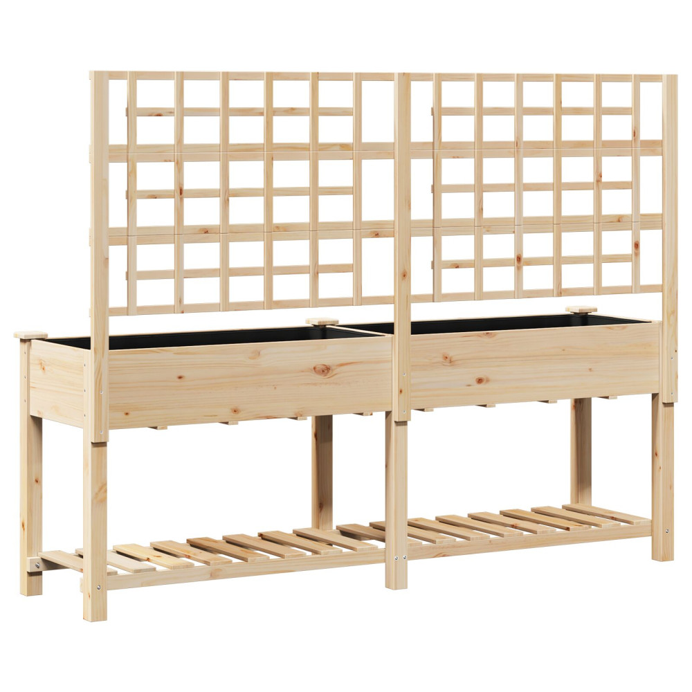 Produktbild för Trädgårdsplanterare Beige 203,5 x 54 x 152,5 cm Massivt Furu