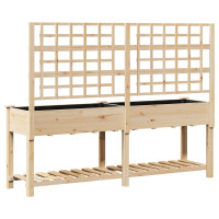 Produktbild för Trädgårdsplanterare Beige 203,5 x 54 x 152,5 cm Massivt Furu