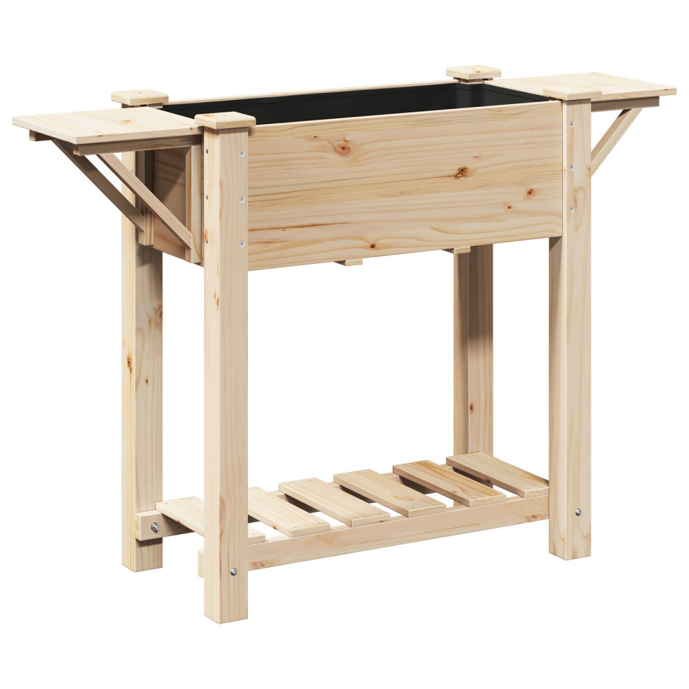 Produktbild för Trädgårdsplanterare Beige 111 x 37 x 76,5 cm Massivt Furu