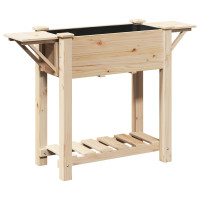 Produktbild för Trädgårdsplanterare Beige 111 x 37 x 76,5 cm Massivt Furu