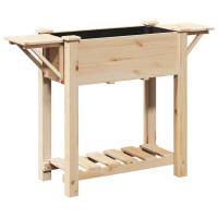 Produktbild för Trädgårdsplanterare Beige 111 x 37 x 76,5 cm Massivt Furu
