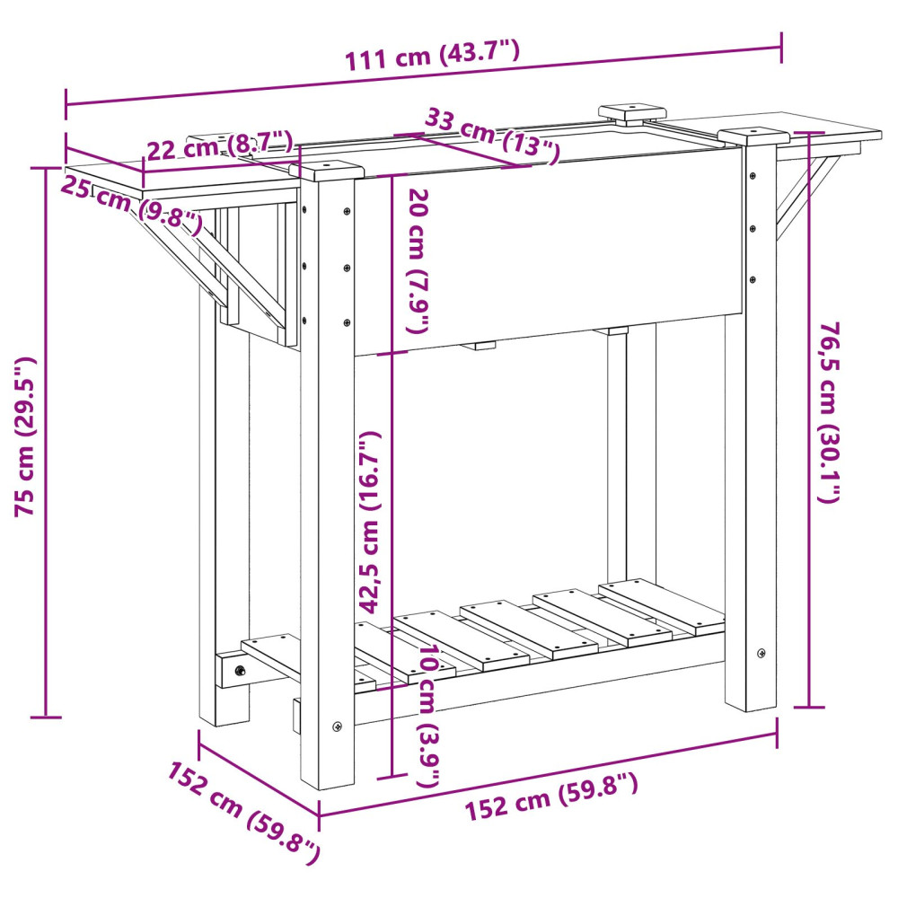 Produktbild för Trädgårdsplanterare Beige 111 x 37 x 76,5 cm Massivt Furu