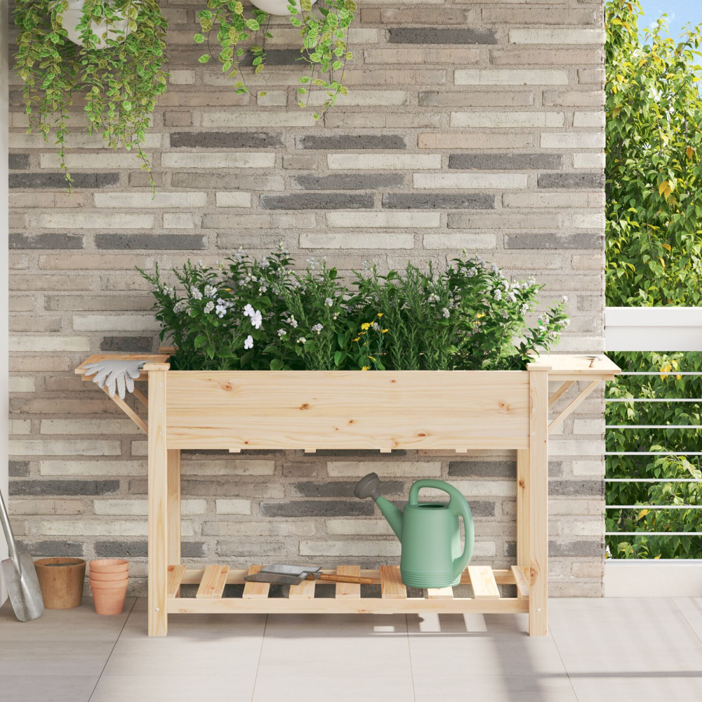Produktbild för Trädgårdsplanterare Beige 155 x 59 x 76,5 cm Massivt Furu