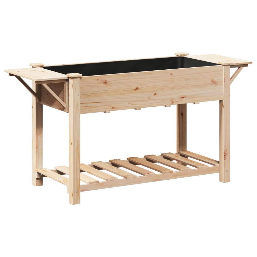 Produktbild för Trädgårdsplanterare Beige 155 x 59 x 76,5 cm Massivt Furu