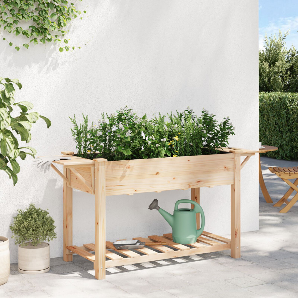 Produktbild för Trädgårdsplanterare Beige 155 x 59 x 76,5 cm Massivt Furu