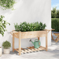 Produktbild för Trädgårdsplanterare Beige 155 x 59 x 76,5 cm Massivt Furu