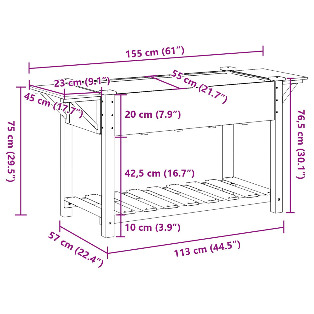 Produktbild för Trädgårdsplanterare Beige 155 x 59 x 76,5 cm Massivt Furu