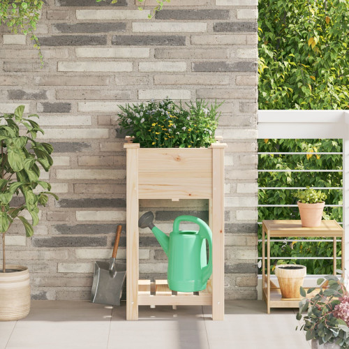 vidaXL Trädgårdsplanterare Beige 45 x 45 x 76,5 cm Massivt Furu