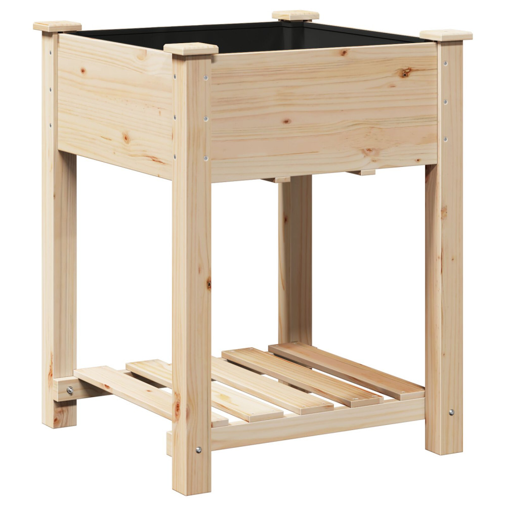 Produktbild för Trädgårdsplanterare Beige 60,5 x 60 x 76,5 cm Massivt Furu