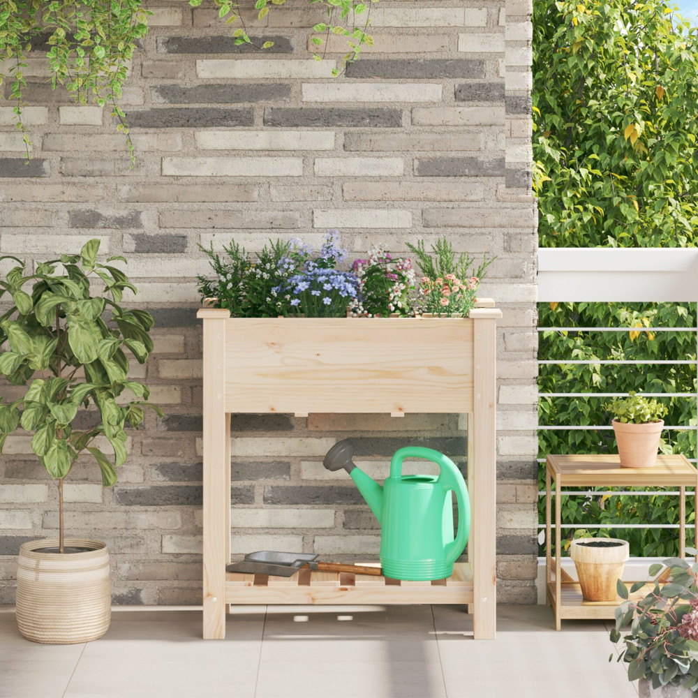 Produktbild för Trädgårdsplanterare Beige 71 x 37 x 76,5 cm Massivt Furu