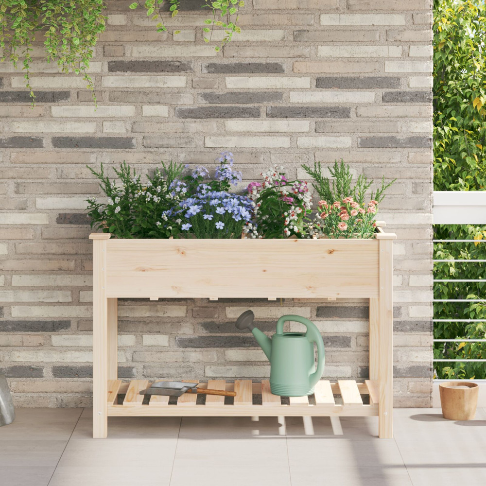 Produktbild för Trädgårdsplanterare Beige 115 x 59 x 76,5 cm Massivt Furu