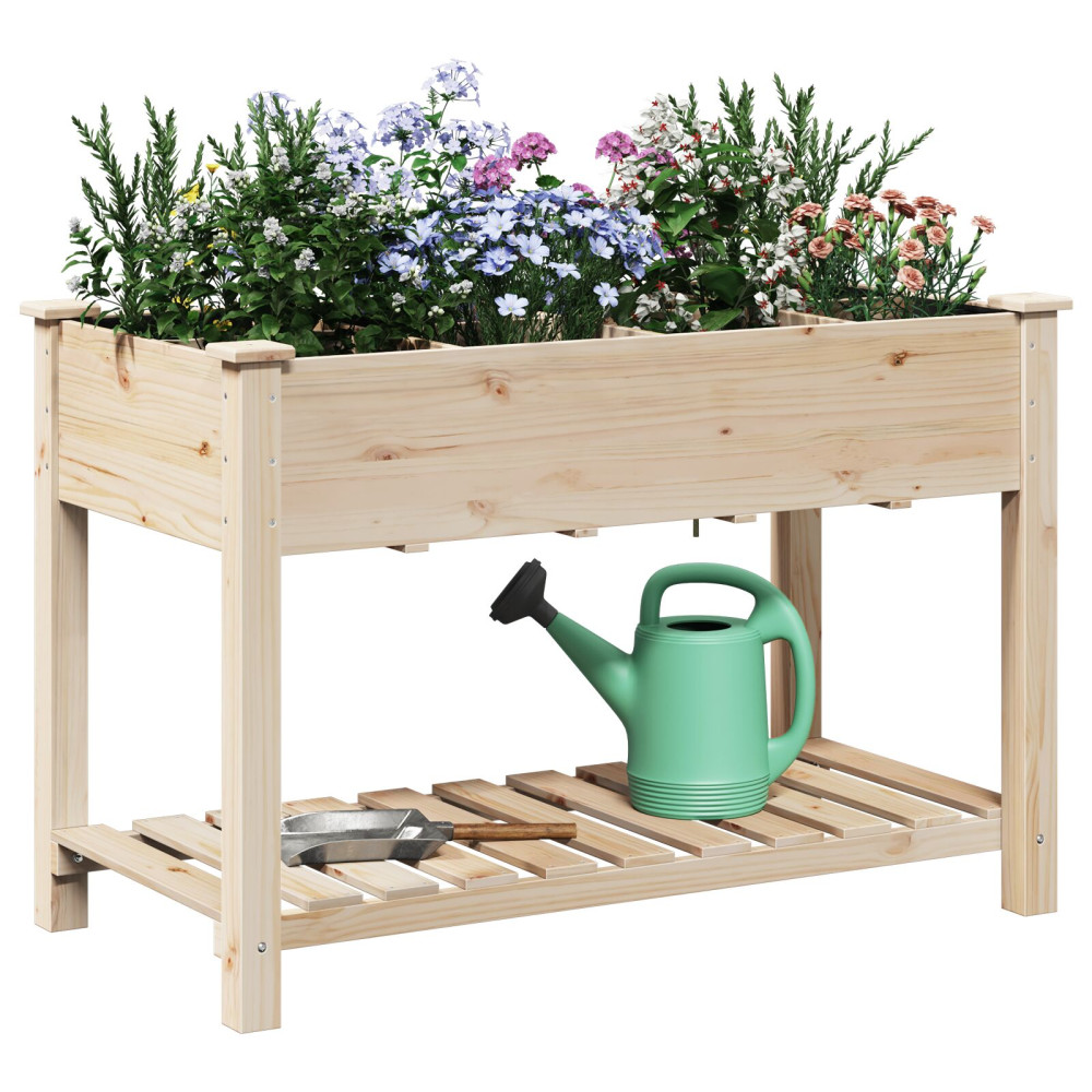 Produktbild för Trädgårdsplanterare Beige 115 x 59 x 76,5 cm Massivt Furu