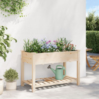 Produktbild för Trädgårdsplanterare Beige 115 x 59 x 76,5 cm Massivt Furu