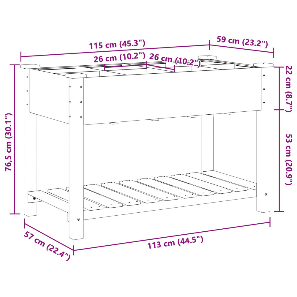Produktbild för Trädgårdsplanterare Beige 115 x 59 x 76,5 cm Massivt Furu