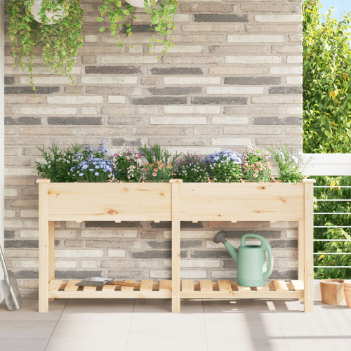 vidaXL Trädgårdsplanterare Beige 161,5 x 45 x 76,5 cm Massivt Furu