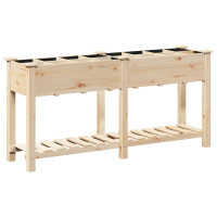 Produktbild för Trädgårdsplanterare Beige 161,5 x 45 x 76,5 cm Massivt Furu