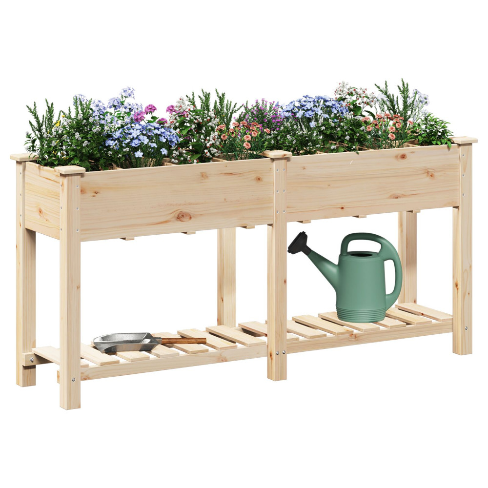 Produktbild för Trädgårdsplanterare Beige 161,5 x 45 x 76,5 cm Massivt Furu