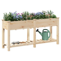 Produktbild för Trädgårdsplanterare Beige 161,5 x 45 x 76,5 cm Massivt Furu