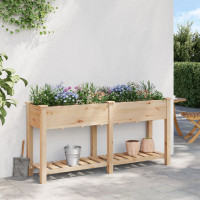 Produktbild för Trädgårdsplanterare Beige 161,5 x 45 x 76,5 cm Massivt Furu