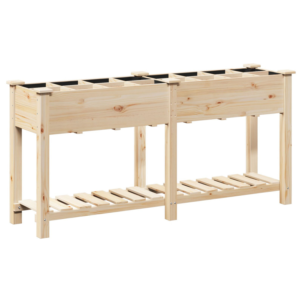 Produktbild för Trädgårdsplanterare Beige 161,5 x 45 x 76,5 cm Massivt Furu