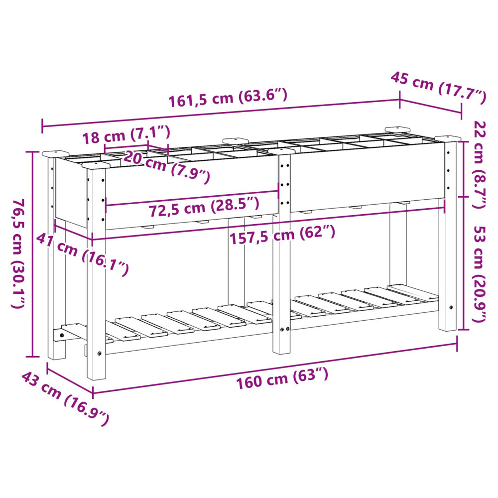 Produktbild för Trädgårdsplanterare Beige 161,5 x 45 x 76,5 cm Massivt Furu