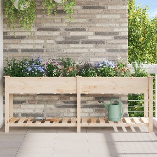 vidaXL Trädgårdsplanterare Beige 203,5 x 53 x 76,5 cm Massivt Furu