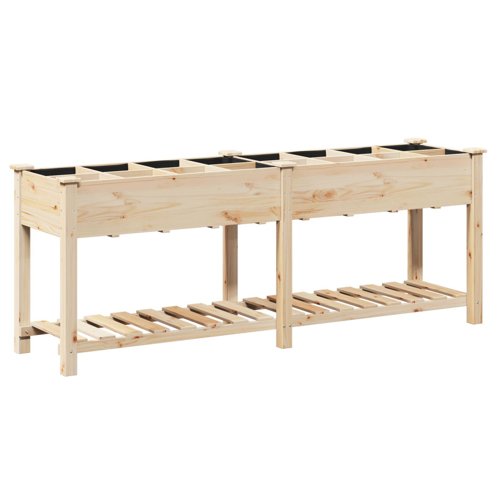 Produktbild för Trädgårdsplanterare Beige 203,5 x 53 x 76,5 cm Massivt Furu