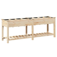 Produktbild för Trädgårdsplanterare Beige 203,5 x 53 x 76,5 cm Massivt Furu