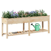 Produktbild för Trädgårdsplanterare Beige 203,5 x 53 x 76,5 cm Massivt Furu