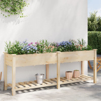 Produktbild för Trädgårdsplanterare Beige 203,5 x 53 x 76,5 cm Massivt Furu