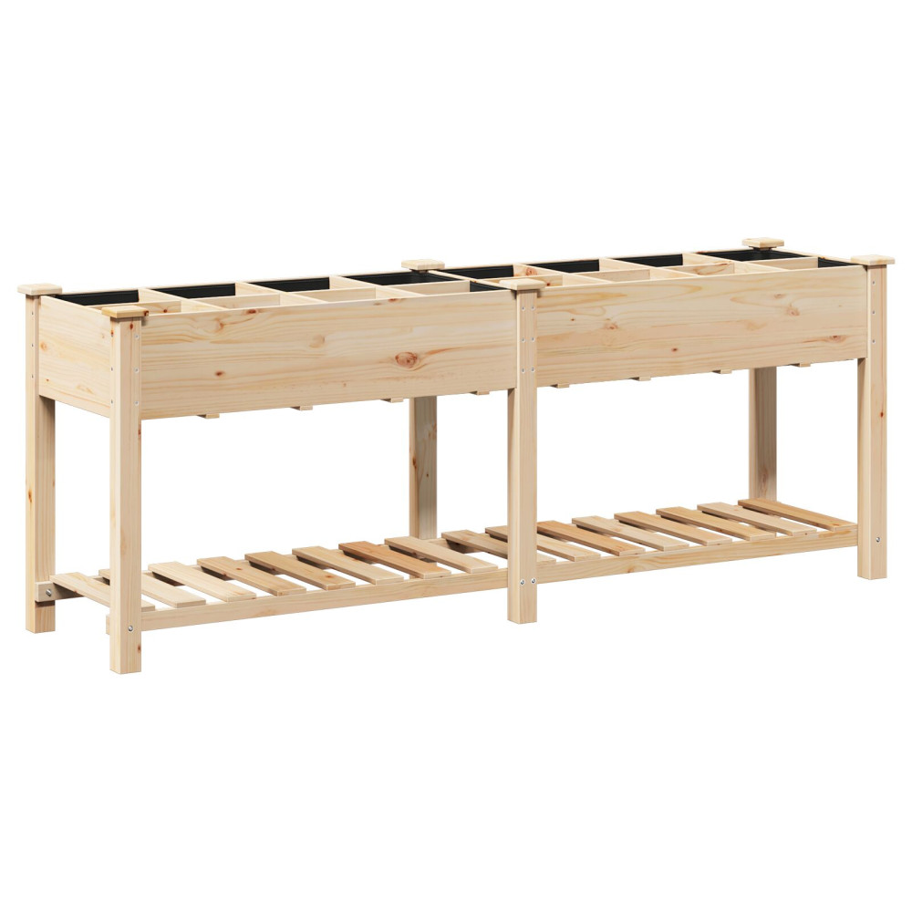 Produktbild för Trädgårdsplanterare Beige 203,5 x 53 x 76,5 cm Massivt Furu