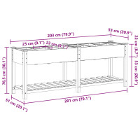 Produktbild för Trädgårdsplanterare Beige 203,5 x 53 x 76,5 cm Massivt Furu