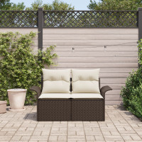 Produktbild för Trädgårdsoffa med kudde Brun 141 x 62 x 69cm konstrotting