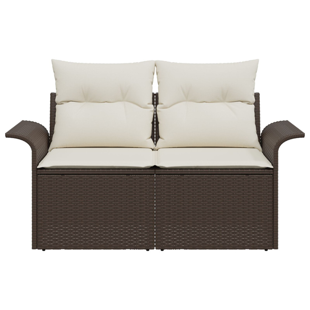 Produktbild för Trädgårdsoffa med kudde Brun 141 x 62 x 69cm konstrotting