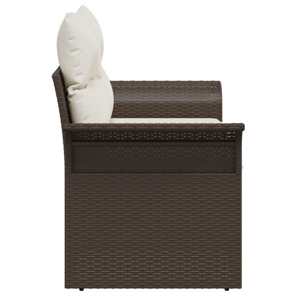 Produktbild för Trädgårdsoffa med kudde Brun 141 x 62 x 69cm konstrotting
