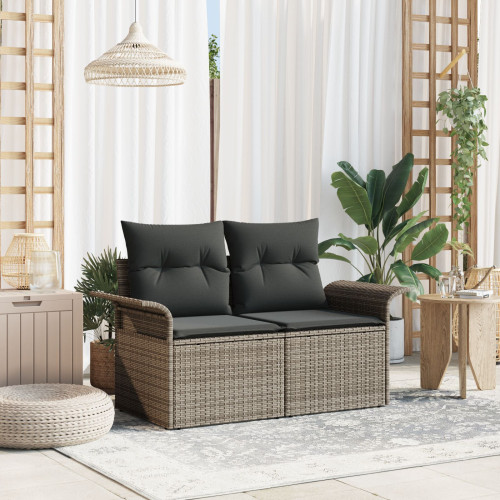 vidaXL Trädgårdsoffa med kudde Grå 141 x 62 x 69cm konstrotting