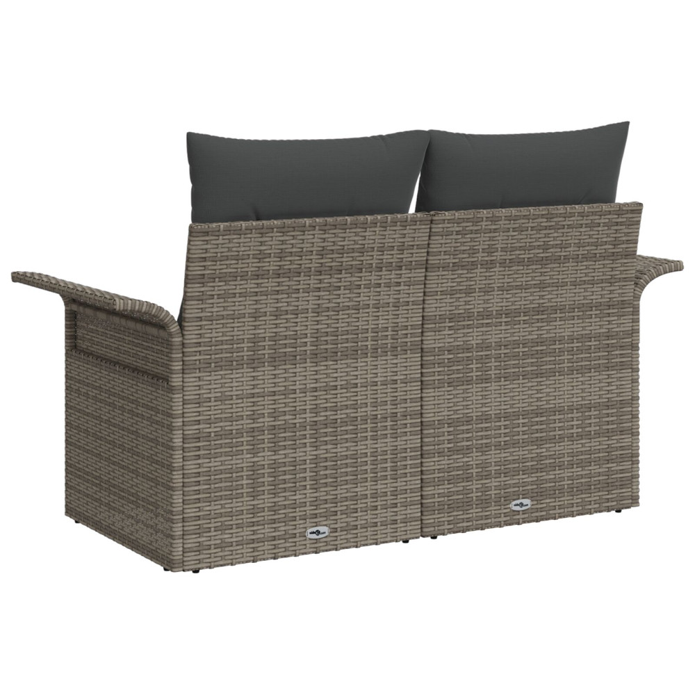 Produktbild för Trädgårdsoffa med kudde Grå 141 x 62 x 69cm konstrotting
