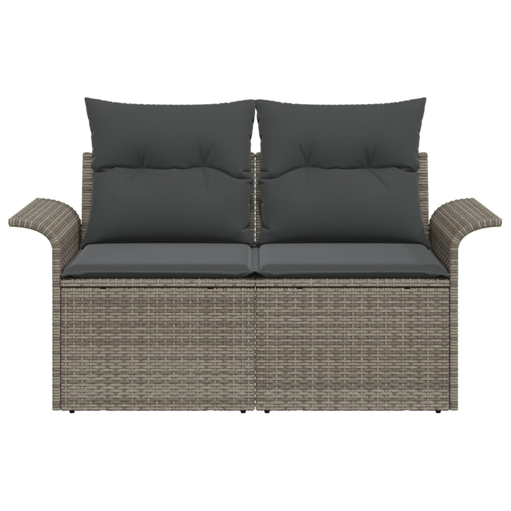 Produktbild för Trädgårdsoffa med kudde Grå 141 x 62 x 69cm konstrotting