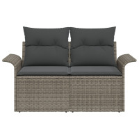Produktbild för Trädgårdsoffa med kudde Grå 141 x 62 x 69cm konstrotting