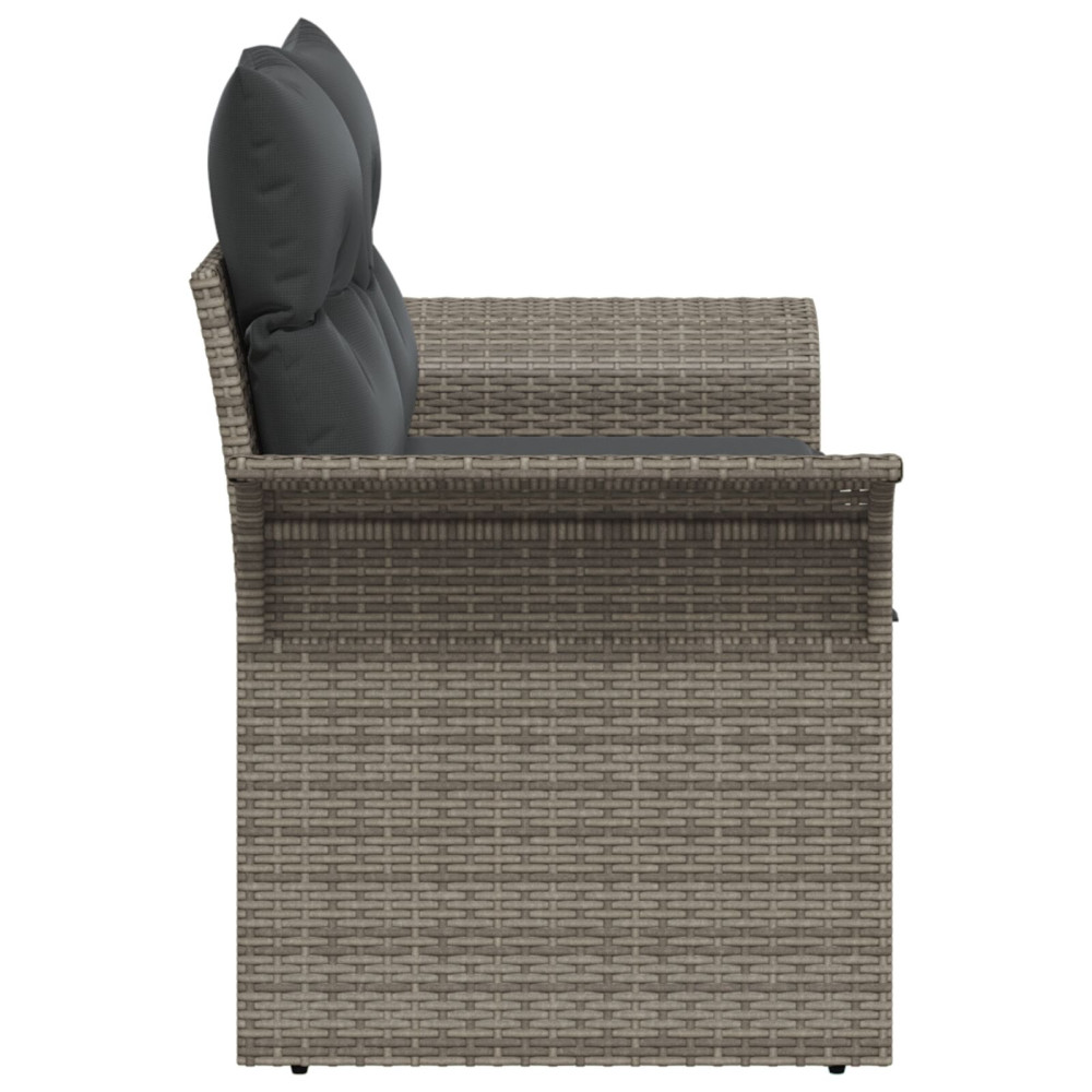 Produktbild för Trädgårdsoffa med kudde Grå 141 x 62 x 69cm konstrotting