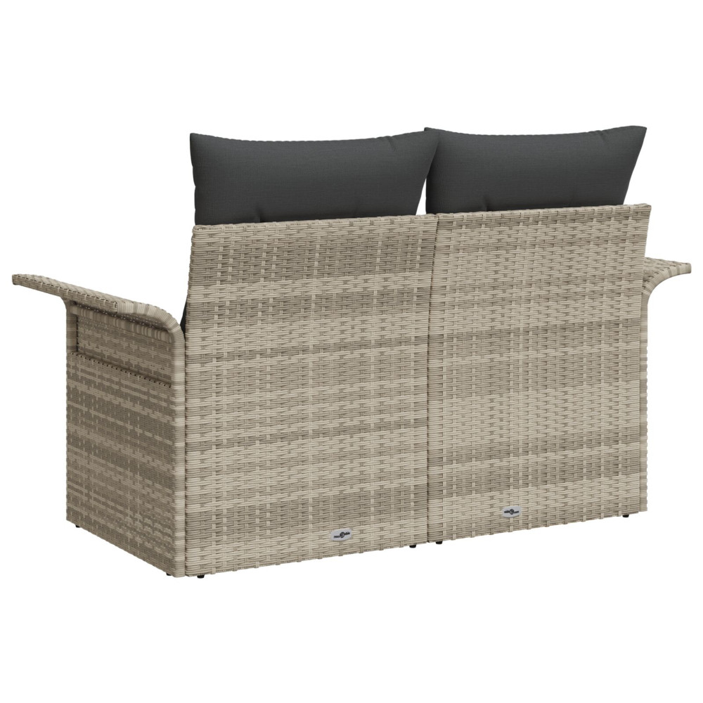 Produktbild för Trädgårdsoffa med kudde Ljusgrå 141 x 62 x 69cm konstrotting