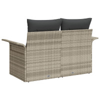 Produktbild för Trädgårdsoffa med kudde Ljusgrå 141 x 62 x 69cm konstrotting