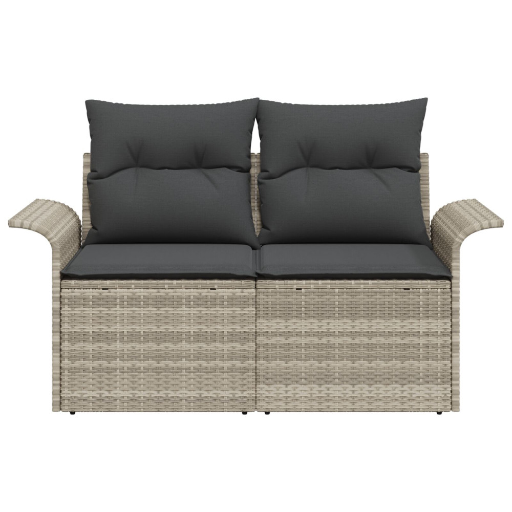 Produktbild för Trädgårdsoffa med kudde Ljusgrå 141 x 62 x 69cm konstrotting