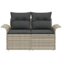 Produktbild för Trädgårdsoffa med kudde Ljusgrå 141 x 62 x 69cm konstrotting
