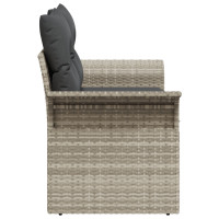 Produktbild för Trädgårdsoffa med kudde Ljusgrå 141 x 62 x 69cm konstrotting