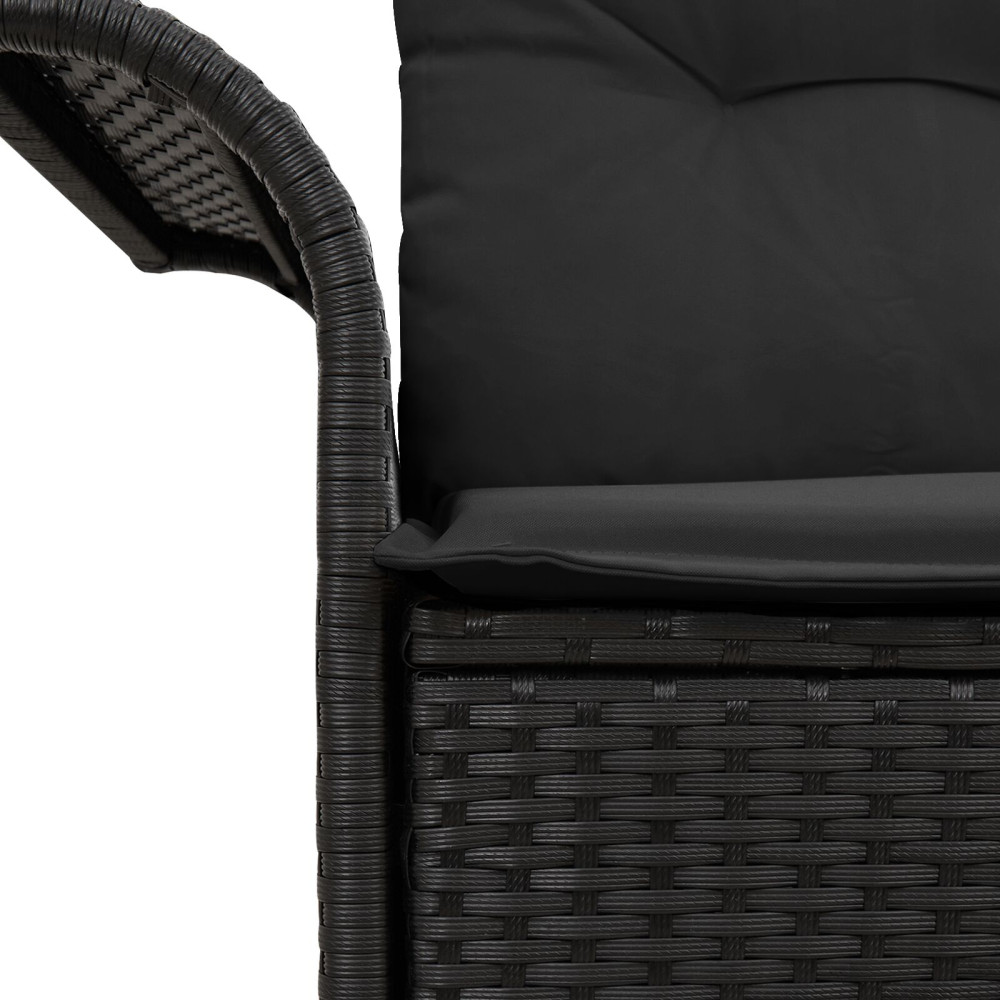 Produktbild för Trädgårdsoffa med kudde Svart 141 x 62 x 69cm konstrotting
