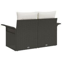 Produktbild för Trädgårdsoffa med kudde Svart 141 x 62 x 69cm konstrotting